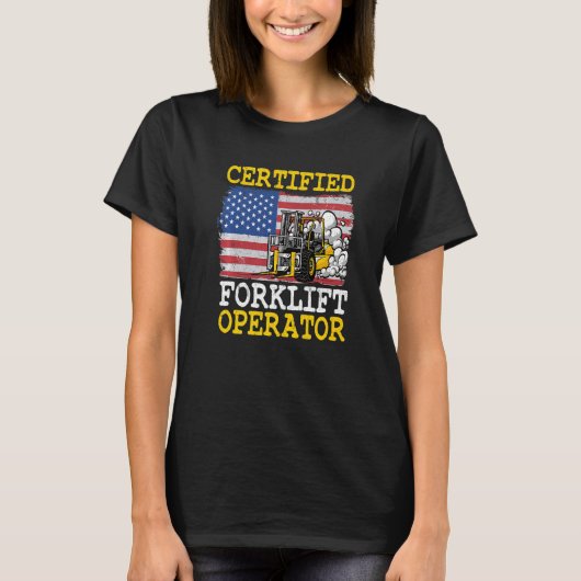 T-shirt Warehouse American Flag Forklift Certified Forklif (Devant)
