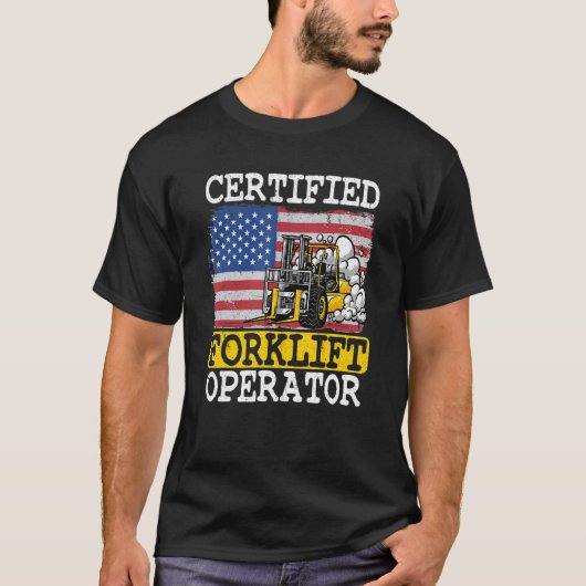 T-shirt Warehouse American Flag Forklift Certified Forklif (Devant)