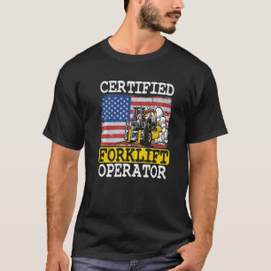 T-shirt Warehouse American Flag Forklift Certified Forklif