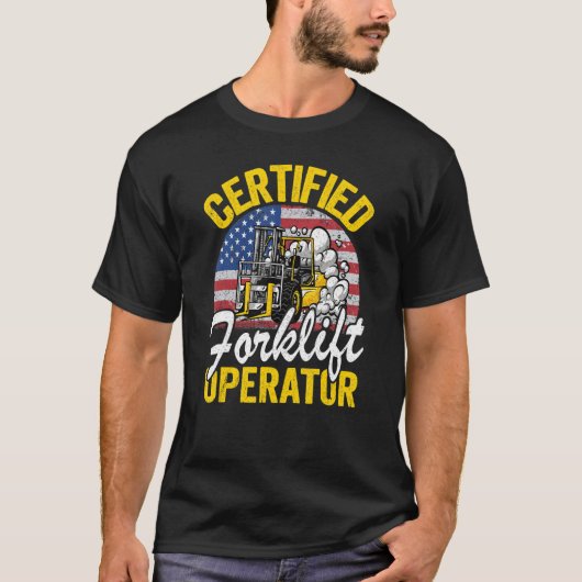 T-shirt Warehouse American Flag Forklift Certified Forklif (Devant)