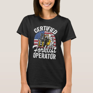 T-shirt Warehouse American Flag Forklift Certified Forklif