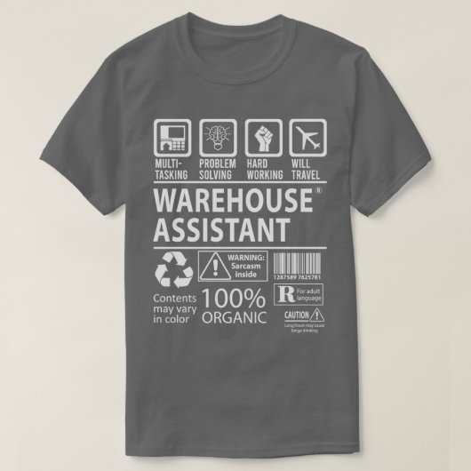 T-shirt Warehouse Assistant Multi-Tasking Certified Job Gi (Design devant)
