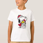 T-shirt warm christmas with snoopy & woodstock (Devant)
