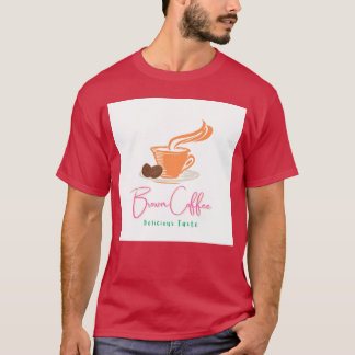 T-shirt Warm Coffee Cup with Beans Illustration retro
