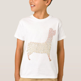 T-shirt Warm Gold Gradient Paw Print Dog Silhouette Fabric