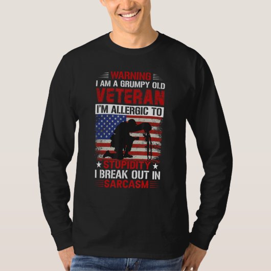 T-shirt Warning I Am A Grumpy Old Veteran Patriotic Us Vet (Devant)