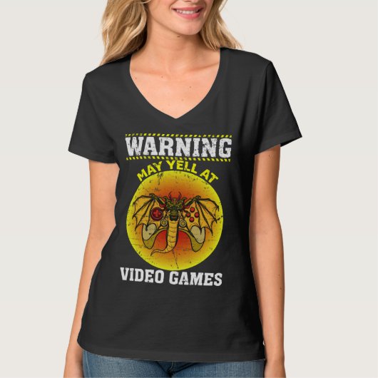 T-shirt Warning May Yell At Video Games Video Gamers  1 (Devant)