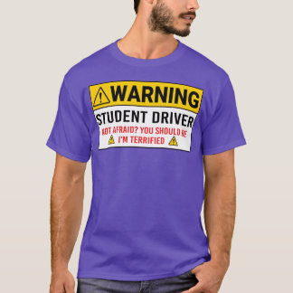 T-shirt Warning Student Driver Car Safety Vehicle New retr