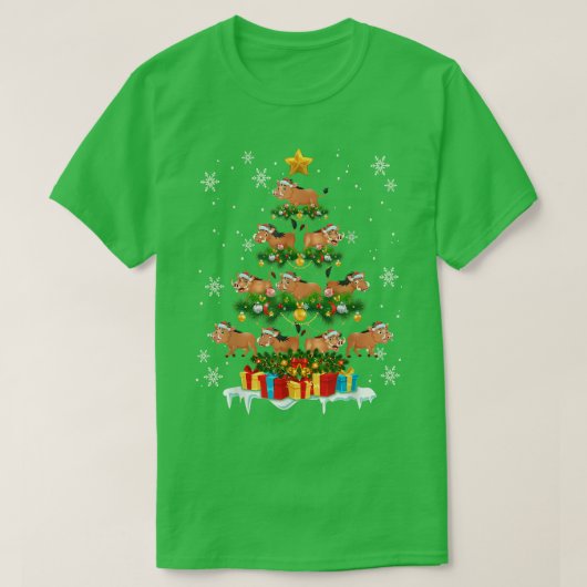 T-shirt Warthog Père Noël Xmas Tree éclaire la faune laid  (Design devant)