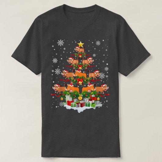 T-shirt Warthog Père Noël Xmas Tree éclaire la faune laid (Design devant)