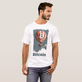 T-shirt Washed Bitcoin logo et hot air balloon design (Devant entier)