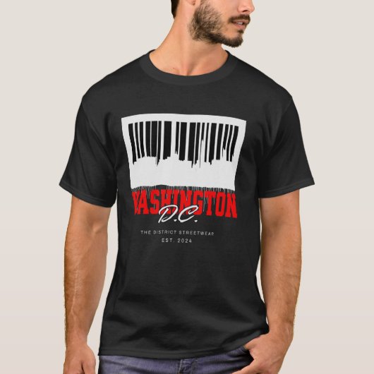 T-shirt Washington D.C. Code-barres Skyline Capitale Graff (Devant)