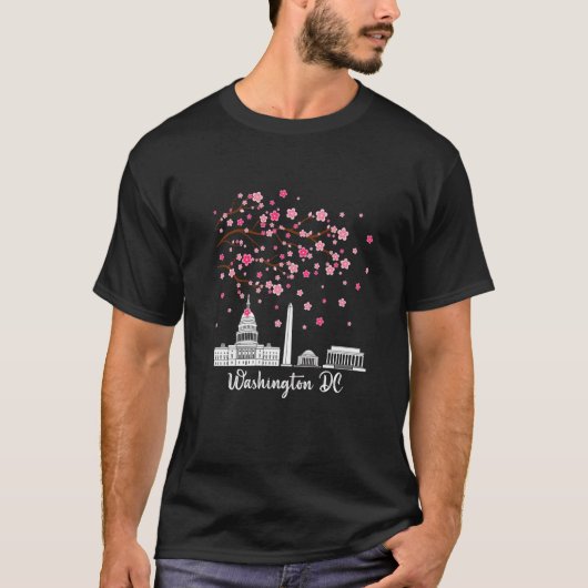 T-shirt Washington Dc Cherry Blossements Monuments Hommes  (Devant)