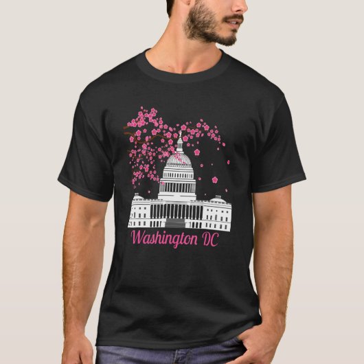T-shirt Washington Dc Cherry Blossements Monuments Hommes (Devant)