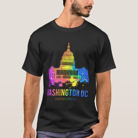 T-shirt Washington Dc Skyline Aquarelle Souvenirs Cadeaux  (Devant)