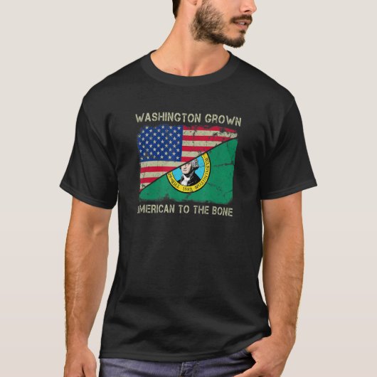 T-shirt Washington Grown American To The Bone Home State W (Devant)