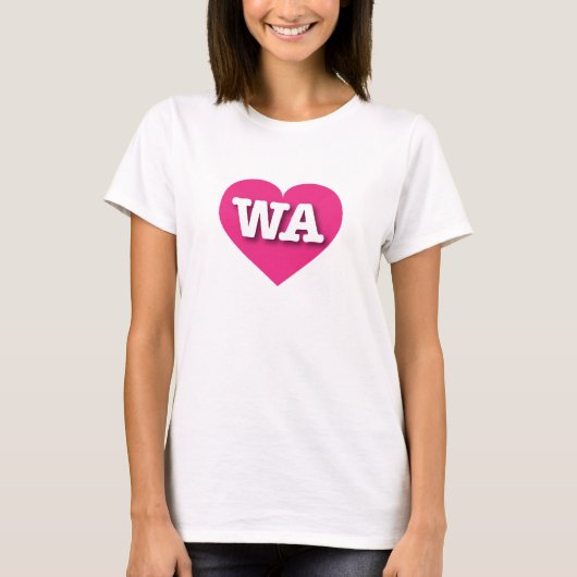 T-shirt Washington Hot Pink Heart - J'aime WA (Devant)