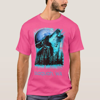 T-shirt Washington Issaquah Howling Wolf In Moon Forest Na