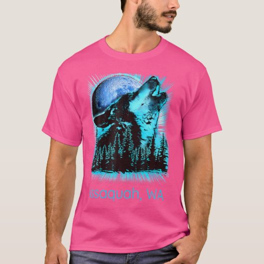 T-shirt Washington Issaquah Howling Wolf In Moon Forest Na (Devant)