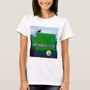 T-shirt Washington State Map Faux Quarter, Phoque, Montagn