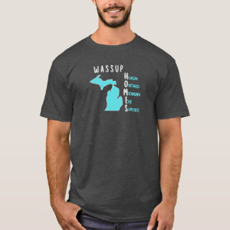 T-SHIRT WASSUP HOMES? SHIRT W MICHIGAN MAP AND LAKES