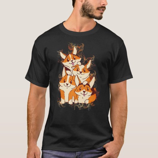 T-shirt Water Splash Corgi Dog Pile (Devant)