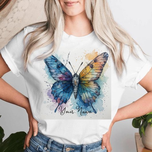 T-shirt Watercolor Butterfly Nature Art Personalized