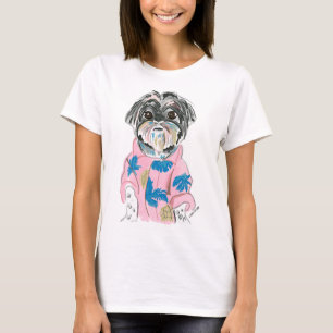 T-SHIRT WATERCOLOR CHIEN PERSONNALISÉ SHIHTZU AJOUTER VOTR