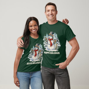 T-shirt Watercolor Christmas snowman ajouter un texte