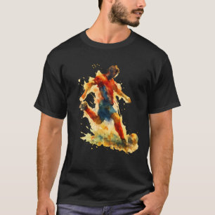 T-shirt Watercolor Football Tee - Dynamic Soccer Art Shirt