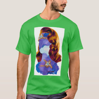 T-shirt Watercolor Girl Blue Romance Contour par Chausse G