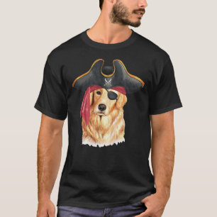T-shirt Watercolor Golden Retriever Pirate