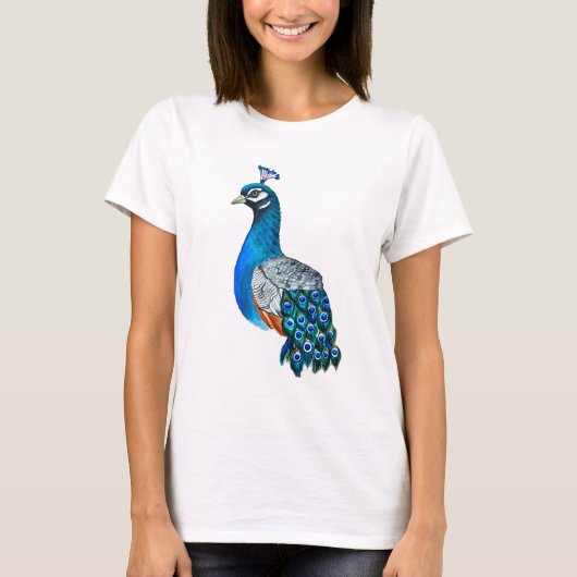 T-shirt Watercolor peacock (Devant)