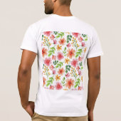 T-shirt Watercolor Pink Flowers Pattern-69677 (Dos)