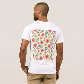 T-shirt Watercolor Pink Flowers Pattern-69677 (Dos entier)