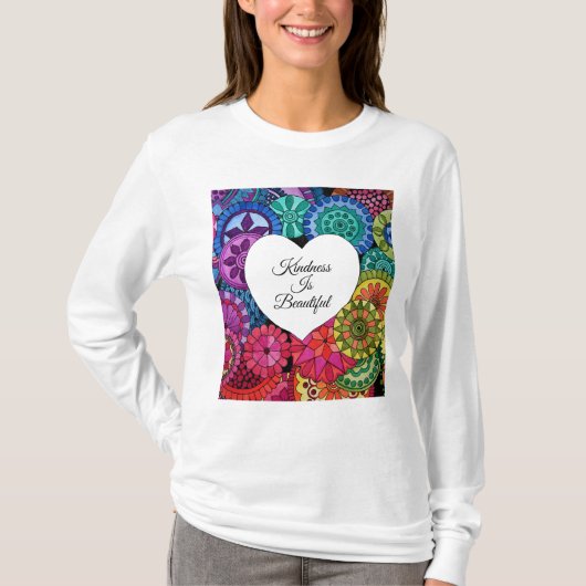 T-shirt Watercolor Rainbow Mandala With Heart (Devant)