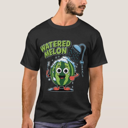 T-shirt Watered Melon Funny Pun Summer Fruit Cartoon Humor (Devant)