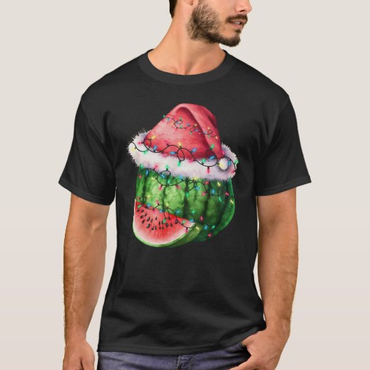 T-shirt Watermelon Christmas Tree Lights Xmas Fruit Waterm (Devant)