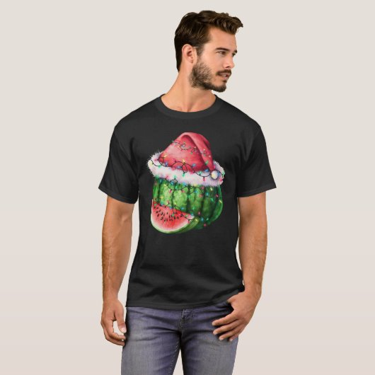 T-shirt Watermelon Christmas Tree Lights Xmas Fruit Waterm (Devant entier)