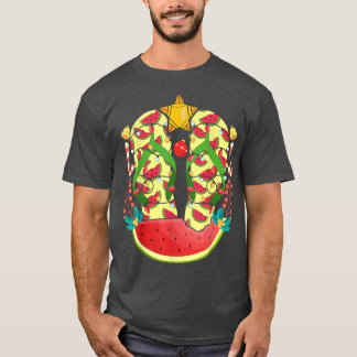 T-shirt Watermelon Flip Flops Xmas Lights Noël hawaïen