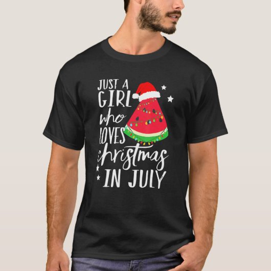 T-shirt Watermelon Père Noël Tree Light Just A Girl Christ (Devant)