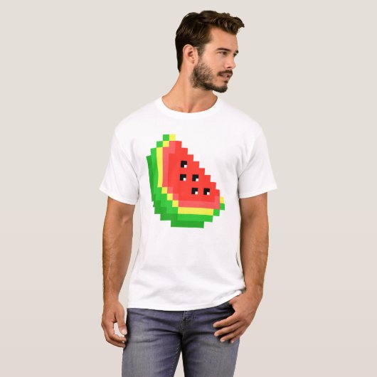 T-shirt Watermelon Pixel Retro 8 bits Love Watermelon (Devant entier)