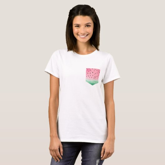 T-shirt Watermelon Summer Fun Print Pocket Femmes (Devant entier)