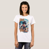T-shirt Wave Rider : Un caniche noir Surf Adventure (Devant entier)