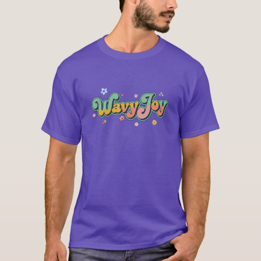 T-shirt Wavy Joy Psychedelic Groovy 70s Retroypography Art (Devant)