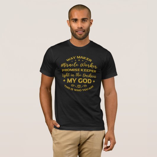 T-shirt Way Maker, Lumière dans l'obscurité chrétienne (Devant entier)