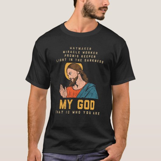 T-shirt Waymaker Miracle Worker Promesse Keeper Light Jesu (Devant)