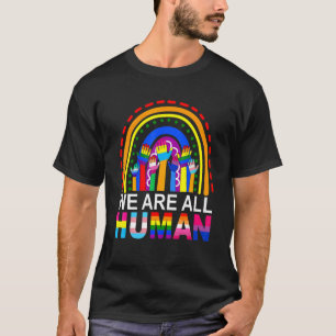 T-shirt We Are All Human Pride Ally Rainbow Lgbt Flag Gay 