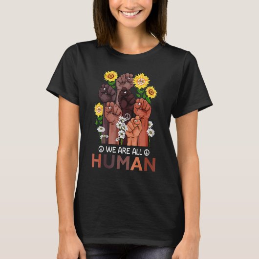 T-shirt We Are All Human Pride Sunflower Peace African Rai (Devant)
