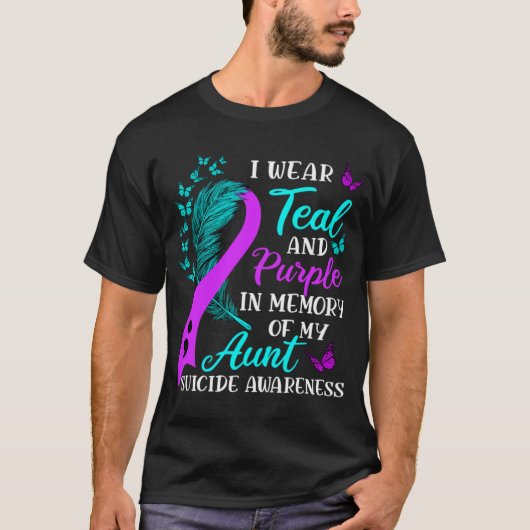 T-shirt Wear Teal And Purple In Memory Of My Aunt Suicide (Devant)